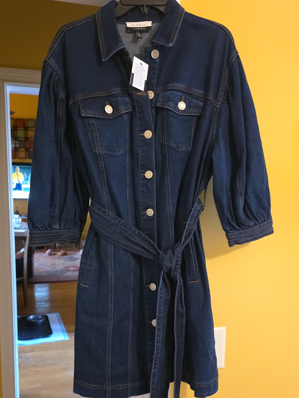 Eloquii Dark Blue Denim Belted Shirt Dress